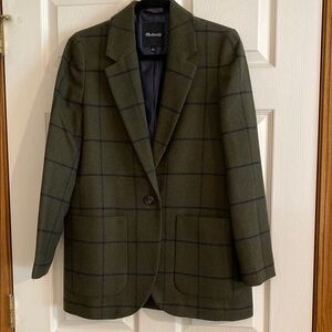 Madewell Olive Blue Checkered Blazer M